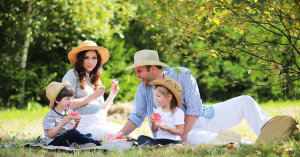 family picnic in mobile homes community park - Heritage Oak Glen